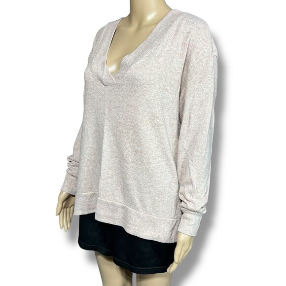 H&M Womens Knit Tunic Sweater Pullover V Neck Long Sleeves Oversized Pink Medium - Picture 5 of 10